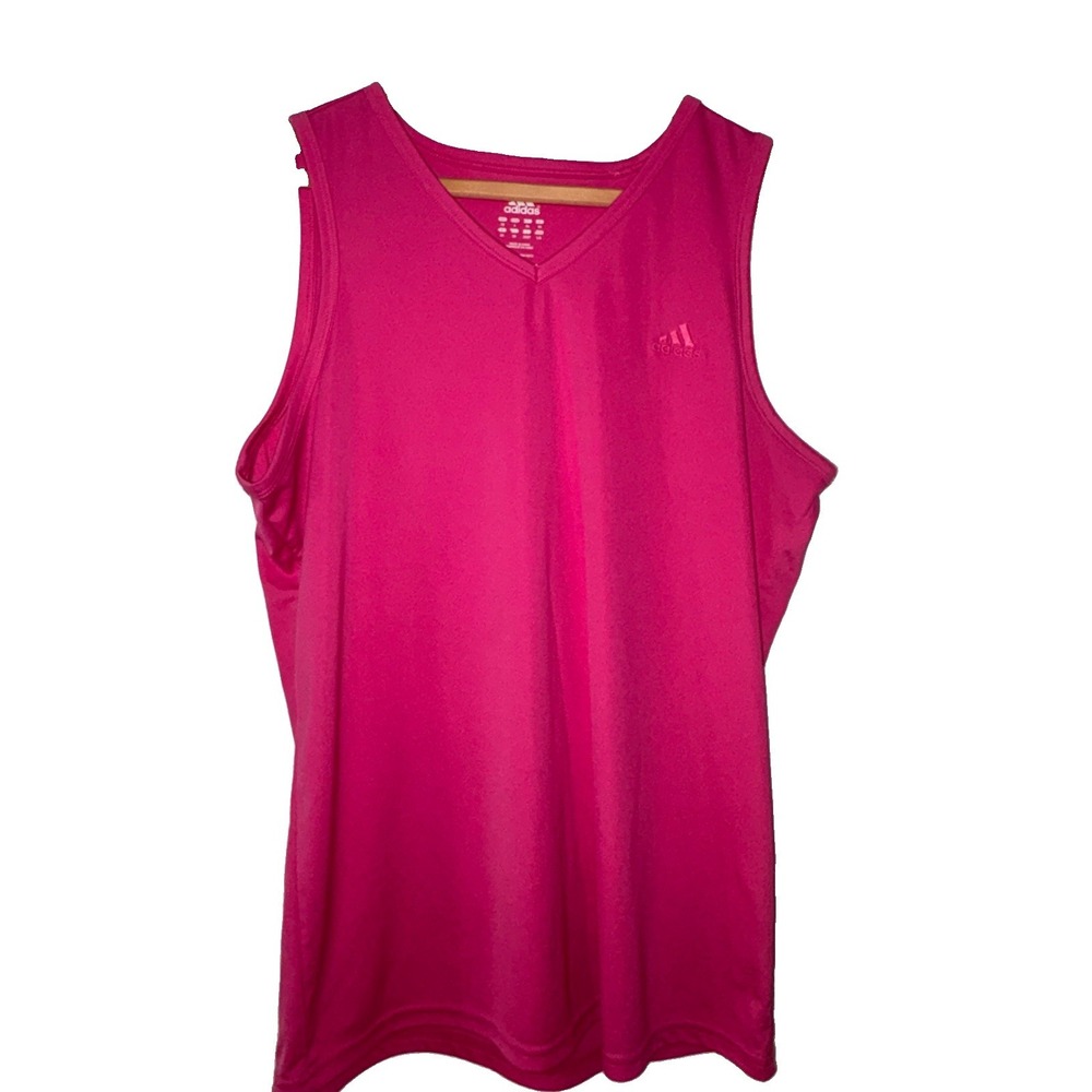 adidas Women's Pink V-Neck Sleeveless Activewear Tank Top L Lightweight